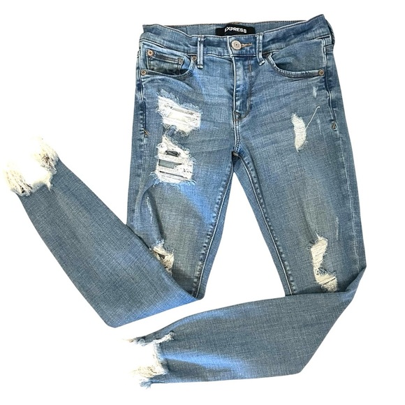 Express Stretch Distressed Ankle Jeans Size 2 - Picture 8 of 11